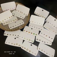 1 Set Simple Style Geometric Enamel Plating Inlay Copper Rhinestones Opal Shell Earrings main image 2