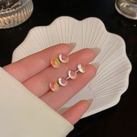 1 Set Simple Style Geometric Enamel Plating Inlay Copper Rhinestones Opal Shell Earrings sku image 3