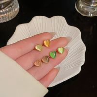 1 Set Simple Style Geometric Enamel Plating Inlay Copper Rhinestones Opal Shell Earrings sku image 8