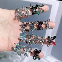 Wholesale IG Style Butterfly Copper Enamel Plating Inlay Rhinestones Open Rings main image 1