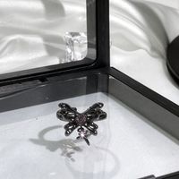 Großhandel IG-Stil Schmetterling Kupfer Emaille Überzug Inlay Strasssteine Offener Ring sku image 14