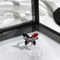 Großhandel IG-Stil Schmetterling Kupfer Emaille Überzug Inlay Strasssteine Offener Ring sku image 8