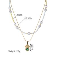 Ethnic Style Bohemian Geometric Stainless Steel Imitation Pearl Seed Bead Beaded Plating Inlay Artificial Crystal Women's Double Layer Necklaces 1 Piece sku image 1