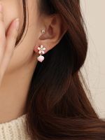 Sweet Simple Style Peach Flower Copper Zircon Drop Earrings 1 Pair main image 4