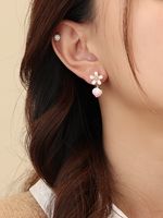 Sweet Simple Style Peach Flower Copper Zircon Drop Earrings 1 Pair main image 2