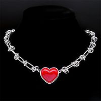 Hip-Hop Cool Style Heart Shape Stainless Steel ABS Pendant Necklace main image 5