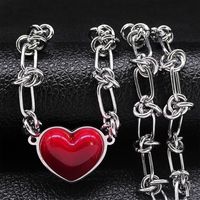 Hip-Hop Cool Style Heart Shape Stainless Steel ABS Pendant Necklace main image 1
