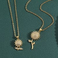 Kupfer Einfacher Stil Blume Überzug Inlay Zirkon Halskette Mit Anhänger main image 1