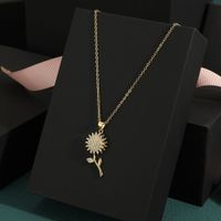 Copper Simple Style Flower Plating Inlay Zircon Pendant Necklace main image 5