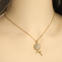 Copper Simple Style Flower Plating Inlay Zircon Pendant Necklace main image 4