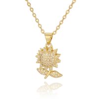Copper Simple Style Flower Plating Inlay Zircon Pendant Necklace sku image 2