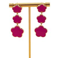1 Pair IG Style Simple Style Flower Enamel Plating Zinc Alloy Drop Earrings sku image 2