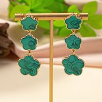 1 Pair IG Style Simple Style Flower Enamel Plating Zinc Alloy Drop Earrings sku image 1
