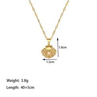 304 Stainless Steel 18K Gold Plated Elegant Simple Style Inlay Shell Artificial Rhinestones Plastic Pendant Necklace main image 2