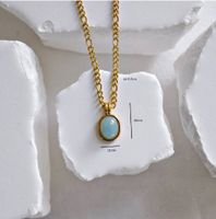201 Stainless Steel 304 Stainless Steel Artificial Natural Stone Gold Plated Casual Simple Style Three-dimensional Inlay Round Natural Stone Pendant Necklace main image 2