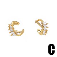 1 Pair Simple Style Geometric Inlay Copper Zircon 18K Gold Plated Ear Cuffs main image 7