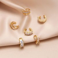 1 Pair Simple Style Geometric Inlay Copper Zircon 18K Gold Plated Ear Cuffs main image 8