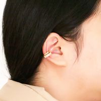 1 Pair Simple Style Geometric Inlay Copper Zircon 18K Gold Plated Ear Cuffs main image 4