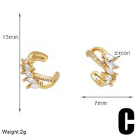 1 Paire Style Simple Géométrique Incruster Le Cuivre Zircon Plaqué Or 18K Clips D'oreille sku image 1