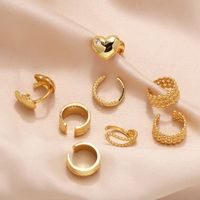 1 Pair IG Style Geometric Heart Shape Inlay Copper Zircon 18K Gold Plated Ear Cuffs main image 1
