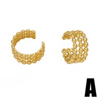 1 Par Estilo IG Geométrico Forma De Corazón Embutido Cobre Circón Chapados en oro de 18k Puños De Oreja main image 4