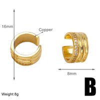 1 Pair IG Style Geometric Heart Shape Inlay Copper Zircon 18K Gold Plated Ear Cuffs sku image 2