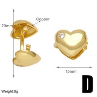 1 Par Estilo IG Geométrico Forma De Corazón Embutido Cobre Circón Chapados en oro de 18k Puños De Oreja sku image 3