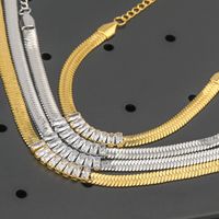 304 Stainless Steel 18K Gold Plated Elegant Glam Inlay Geometric Zircon Bracelets Necklace main image 4