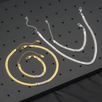 304 Stainless Steel 18K Gold Plated Elegant Glam Inlay Geometric Zircon Bracelets Necklace main image 3