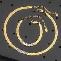 304 Stainless Steel 18K Gold Plated Elegant Glam Inlay Geometric Zircon Bracelets Necklace main image 5