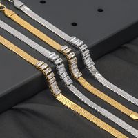 304 Stainless Steel 18K Gold Plated Elegant Glam Inlay Geometric Zircon Bracelets Necklace main image 7