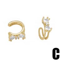 1 Pair Simple Style Geometric Inlay Copper Zircon 18K Gold Plated Ear Cuffs main image 6