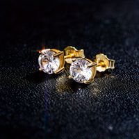 1 Pair Simple Style Round Inlay Copper Zircon K Gold Plated Ear Studs main image 3