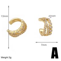 1 Pair Simple Style Geometric Inlay Copper Zircon 18K Gold Plated Ear Cuffs sku image 1