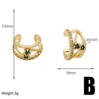 1 Pair Simple Style Geometric Inlay Copper Zircon 18K Gold Plated Ear Cuffs sku image 2