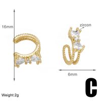 1 Pair Simple Style Geometric Inlay Copper Zircon 18K Gold Plated Ear Cuffs sku image 3