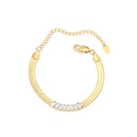 304 Stainless Steel 18K Gold Plated Elegant Glam Inlay Geometric Zircon Bracelets Necklace sku image 1