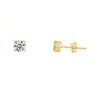 1 Pair Simple Style Round Inlay Copper Zircon K Gold Plated Ear Studs sku image 3