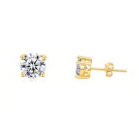 1 Pair Simple Style Round Inlay Copper Zircon K Gold Plated Ear Studs sku image 5