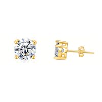 1 Pair Simple Style Round Inlay Copper Zircon K Gold Plated Ear Studs sku image 1