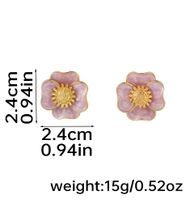 1 Pair Vacation Romantic Flower Enamel Copper 18K Gold Plated Ear Studs main image 2
