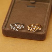 Wholesale Vacation Simple Style Leaves Copper Plating Inlay 18K Gold Plated Zircon Open Rings main image 4