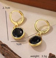 1 Pair Elegant Shiny Round Inlay Copper Crystal 14K Gold Plated Drop Earrings main image 2