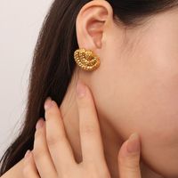 1 Pair Hip-Hop Modern Style Commute Sector Titanium Steel 18K Gold Plated Ear Studs main image 3