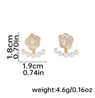 1 Pair Elegant Romantic Flower Inlay Copper Artificial Pearls 18K Gold Plated Drop Earrings Ear Studs main image 2