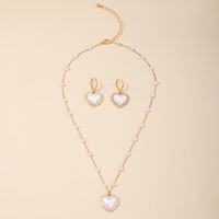 Sweet Simple Style Heart Shape Alloy Beaded Inlay Rhinestones Women's Jewelry Set main image 3