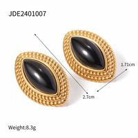 1 Pair IG Style Horse Eye Inlay 316 Stainless Steel  Agate 18K Gold Plated Ear Studs sku image 1
