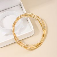 Nordic Style Simple Style Round Fine Lines Alloy Wholesale Bangle main image 1