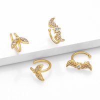 1 Pair Modern Style Simple Style Bat Inlay Copper Zircon 18K Gold Plated Ear Cuffs main image 4