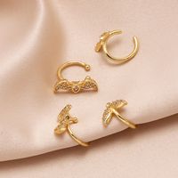 1 Pair Modern Style Simple Style Bat Inlay Copper Zircon 18K Gold Plated Ear Cuffs main image 1